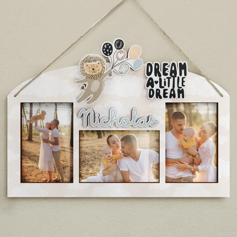 Immagine prodotto: Portafoto 25x40 personalizzabile in legno stampato con tre fotografie mod FPF2-2