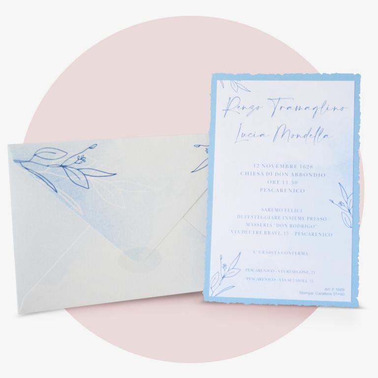 Immagine prodotto: Partecipazione Matrimonio nelle nuances del blu - Codice F1688